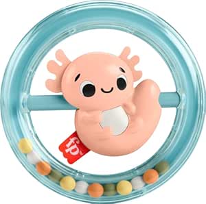 Fisher-Price Baby Sensory Toy Shake & Spin Axolotl for Fine Motor Activity for Newborns Ages 3  Months