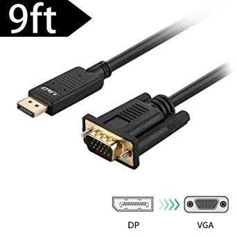 J&D Gold Plated DisplayPort to VGA Cable Adapter, DP to VGA (9 Feet)