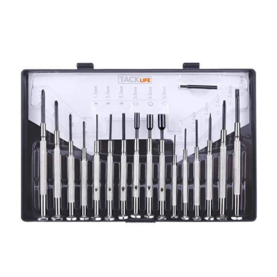 Precision Screwdriver Set, 16-Piece Tacklife Flathead Phillips Hex Socket Head with Case for Precise Repair or Maintenance | HPSD1A