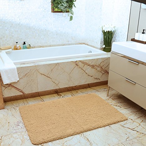 Bath Mat Bathroom Rug Non-slip Soft Microfiber Khaki Shower Rugs 32x 47 inch for Bathroom Bedroom Living Room KMAT