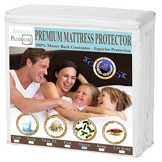 Mattress Protector - Queen Size Waterproof and Hypoallergenic Bed Cover - Dust Mite, Allergy, and Pad Protection - Breathable Cotton Bedding, Vinyl Free, Fitted Sheet Style
