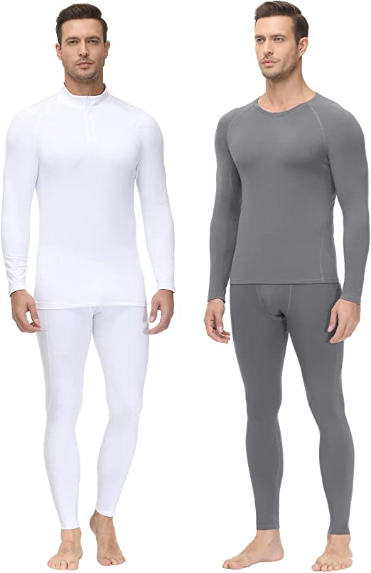 Odoland Mens Thermal Underwear Set, Pack of 4 Base Layer Ski Men Winter Sport Long Johns Breathable Long Sleeve Top Sportswear for Running Workout