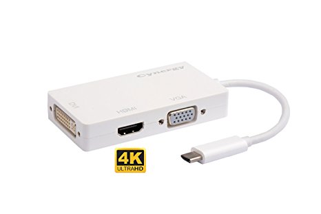 Cynergy USB C to 4Kx2K HDMI DVI and VGA Multiport Adapter for Macbook 12" and MacBook Pro 2016