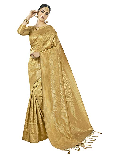 Viva N Diva Sarees For Women's Kanchivaram Art Silk Heavy Zari Woven Saree With Un-Stiched Blouse Piece,Free Size
