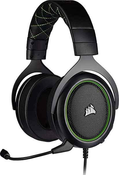 Corsair HS50 PRO Stereo Gaming Headset (Adjustable Memory Foam Ear Cups, Lightweight, Noise-Cancelling Detachable Microphone with PC, PS4, Xbox One, Switch and Mobile Compatibility) - Green