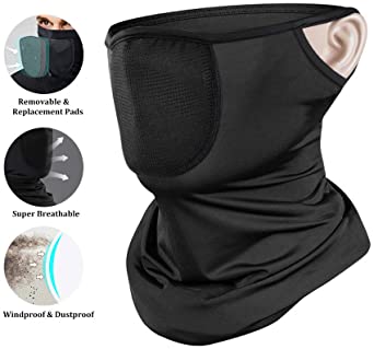 Evershop Face Covering with Filter, Balaclava for Men/Women, Face Bandanas Neck Gaiter Washable Breathable with UV/Dust Protection for Cycling Motorcycle Bike Skiing & Outdoor Sport