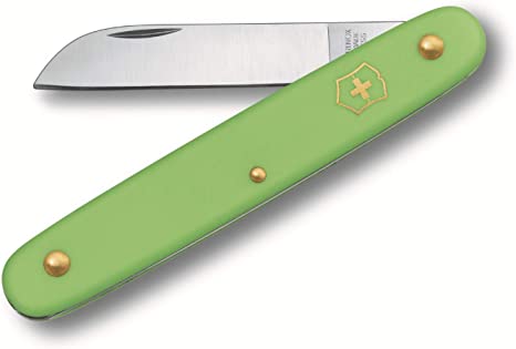 Victorinox Floral Knife, straight 4" blade, pastel green handle 3.9050.47