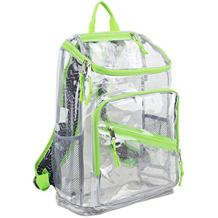 Eastsport Clear Top Loader Backpack, Lime Sizzle/Wavy Lines