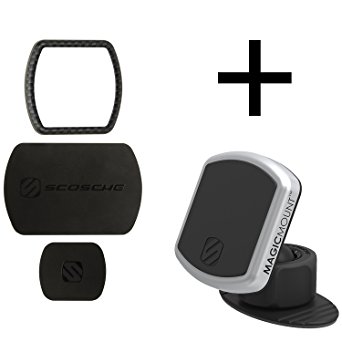 Scosche MagicMount™ Pro Dash Bundle Kit Carbon Fiber - 3M Tape Magnetic Mount With 360 Degree Swivel For For Uber, Lyft, Taxicab Promo