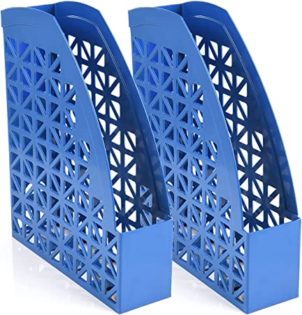 Mintra Office Plastic Desk Organizers 2pk (Blue, Magazine File)