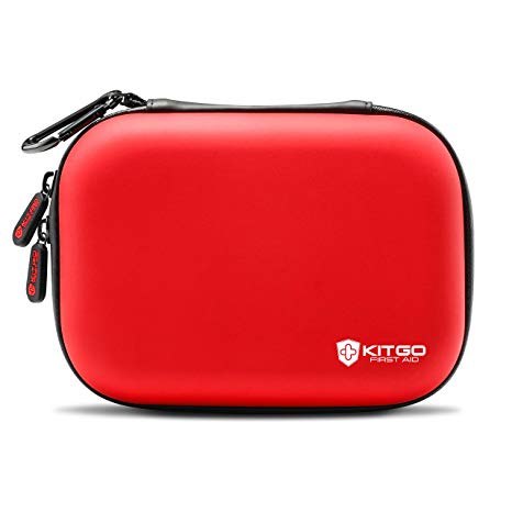 Kitgo Mini First Aid Kit 101 Pieces, 100% Water-Resistant Compact Hard Shell Case Perfect for Travel, Biking, Hiking, Camping, Car