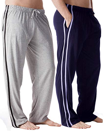 Octave® Mens 2 Pack Contrast Striped Loungewear Pants/Pyjama Bottoms