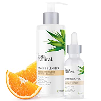 Vitamin C Face Serum & Wash Bundle - Brightening, Anti Aging, Wrinkle Reducing Formula - Improve Hyperpigmentation, Dark Spots & Fine Lines - Breakout & Blemish Defense for Oily, Dry, Sensitive Skin