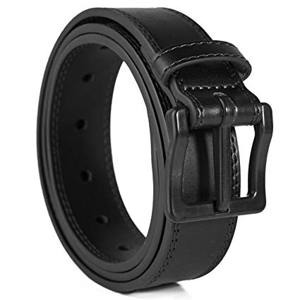 ITAY Metal Free Leather Belt - 34 mm - Hypoallergenic - Airport Friendly Nickel Free Strong New Buckle