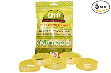 100% Oil of Lemon Eucalyptus Qhiti Mosquito Repellent Bracelets - All Natural Ingredients. Practical and Easy to Use. Ideal for Travel, Outdoor, Hiking, Camping. Natural Oil Bug Repellent