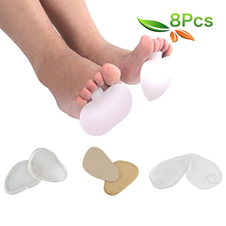 HLYOON H06 Foot Cushions 8Pcs Kit- Ball of foot Pads, Metatarsal Pads, Forefoot Pads , Shoe Inserts