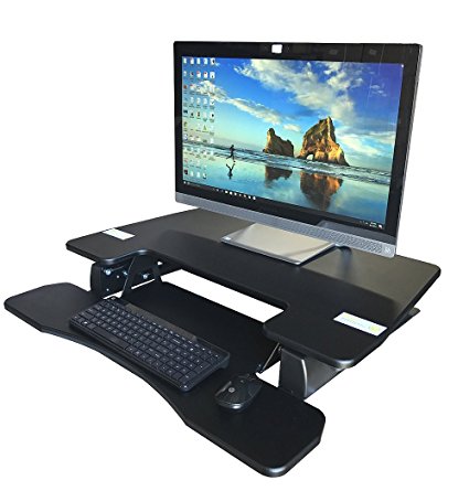 Fancierstudio Standing Desk Riser Desk 33" Great For Office Working Area Max Height 17.7" Work Stand Desk Computer Desk RD01-33 BLK