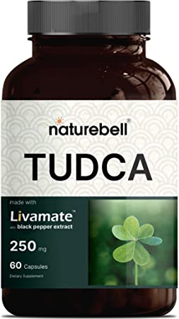 TUDCA 250mg with Black Pepper Extract, 60 Capsules, High Absorption | Bitter Taste | Livamate Bile Salts TUDCA | Promotes Liver Cleanse, Detox & Repair | Third Party Tested by Naturebell