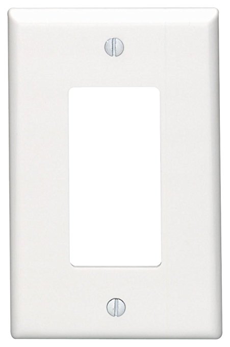 Leviton 80601-W 1-Gang Decora/GFCI Device Wallplate, Midway Size, Thermoset, Device Mount, White