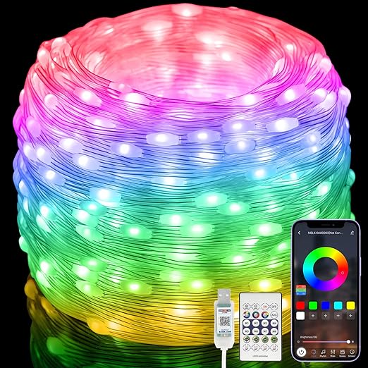 Fairy Lights RGBIC Color Changing, Ultra Long String Lights Anti-Winding Twinkle Lights 99 Modes, Music Sync, Timer, App & Remote Control, Waterproof for Bedroom, Patio, Party, Home Decor - 20M/66FT