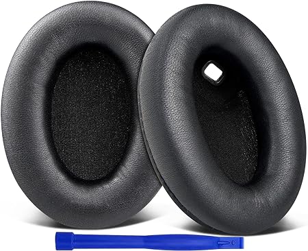 SOULWIT Replacement Earpads for Sony WH-1000XM4 (WH1000XM4) Headphones, Ear Pads Cushions with Noise Isolation Foam, Added Thickness, Without Affecting Sensor-Brilliant Black