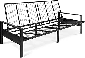 Milliard Metal Futon Frame – Space-Saving Modern Futon Frame Full Size - 2 in 1 Design Perfect for Modern Living Spaces (Black)