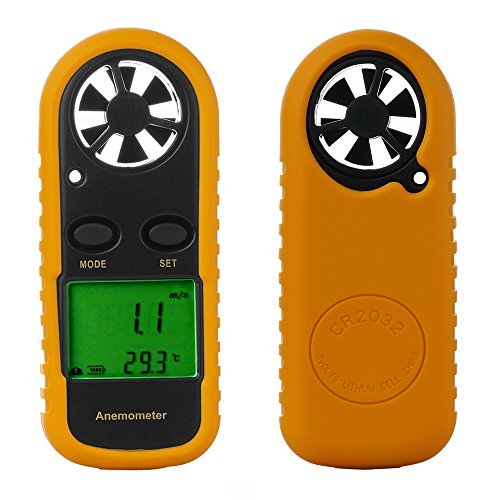 Anemometer Proster Digital LCD Wind Speed Meter Gauge Air Flow Velocity Measurement Thermometer with Backlight for Windsurfing Kite Flying Sailing Surfing Fishing Etc