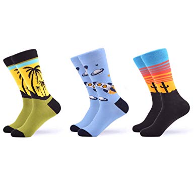 WeciBor Men's Funny Casual Combed Cotton Novelty Crazy Fancy Socks Packs