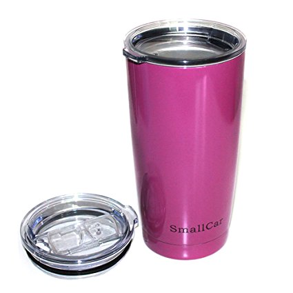 Smallcar 20 Oz Stainless Steel Tumbler with Extra Splash Proof Sliding Lid - Double Wall Vacuum Insulated Travel Mug Thermos Coffee Cup Keep Hot or Cold for Hours Purple Tumbler