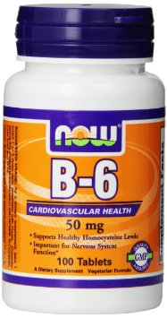 NOW Foods Vitamin B-6, 50 mg, 100 Tablets