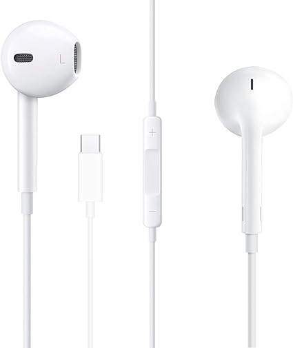 iPhone 15 USB C Headphones【Certifiés Apple MFi】 for iPhone 15 Pro/15 Pro Max，iPad Pro/Air Series，Apple Earphones Wired with Tpye C Connector,HiFi Stereo Noise Earbuds reduction with Mic Volume Control