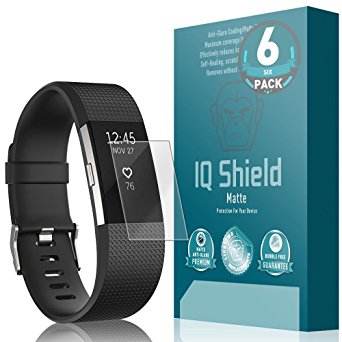 Fitbit Charge 2 Screen Protector (6-Pack), IQ Shield Matte Full Coverage Anti-Glare Screen Protector for Fitbit Charge 2 Bubble-Free Film - with