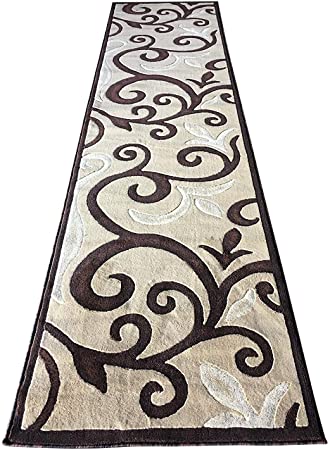 Modern Long Runner Area Rug Beige Berber Floral Design 525 (31 Inches X 9 Feet 10inches)
