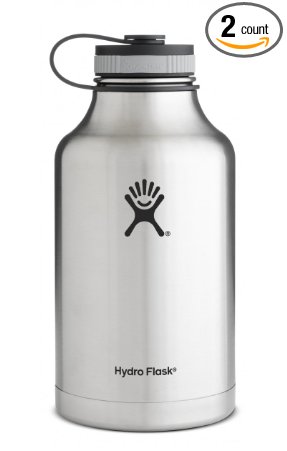 Hydro Flask Insulated Stainless Steel Wide Mouth Water Bottle and Beer Growler, 64-ounce Bundle with Juglug