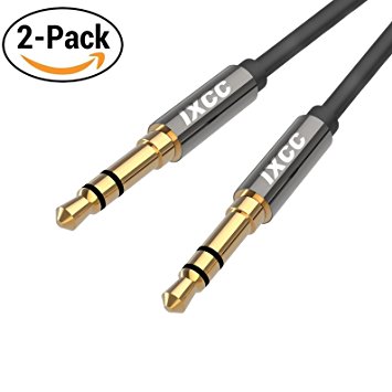 [2Pack] iXCC 8 Feet Male to Male 3.5mm Universal Aux Audio Stereo Cable Cord [Ultra-Slim] for Car and All 3.5mm-Enabled Devices, Apple, Samsung, Android, Windows and MP3 Player