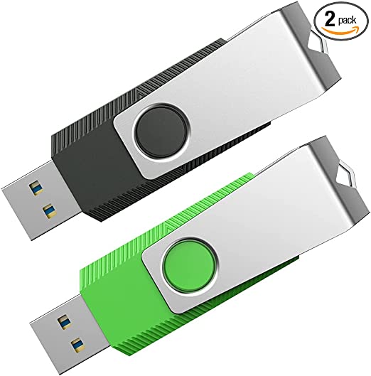 Aiibe 128GB Flash Drive 3.0 2 Pack 128GB USB Flash Drive Thumb Drive Zip Drive USB 3.0 Memory Stick USB Drive with Keychain (128G, 2 Colors: Black Green)