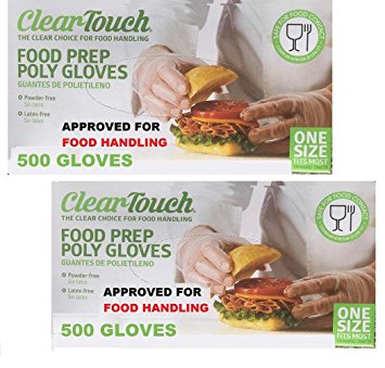 Disposable Gloves Food Preparation Poly Gloves-Disposable Food Gloves - Latex & Powder Free - FDA COMPLIES - FDA 21 CFR 177 (2 Box- 1000 Gloves)