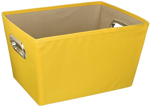 Honey-Can-Do Decorative Storage Bin with Chrome Handle, Mediums, Yellow