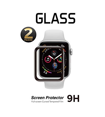 2 Pack - Screen Protector 42mm for Apple Watch Series 3/2/1 Full Coverage 2.5D Curved Anti-Scratch Tempered Glass Film for Apple iWatch (Black 42mm)