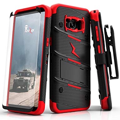 Galaxy S8 Active Case - Zizo [Bolt Series] FREE [S8 Active Screen Protector] Kickstand [12 ft. Military Grade Drop Tested] Holster Samsung