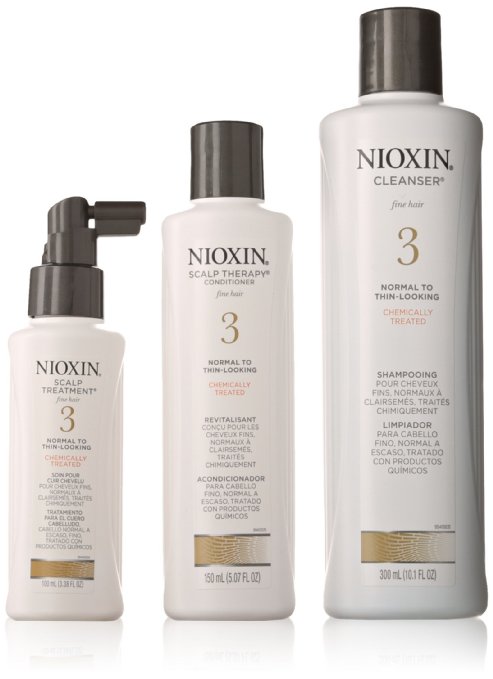 Nioxin System 3 Thinning Hair for Unisex Cleanser 10.1 oz, Scalp Therapy 5.07 oz, Scalp Treatment 3.38 oz