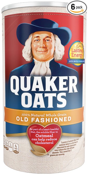 Quaker Old Fashioned Oatmeal, 18 oz Canister (Pack of 6)