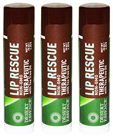 Desert Essence Lip Rescue Therapeutic with Tea Tree Oil - .15 oz (Pack of 3)