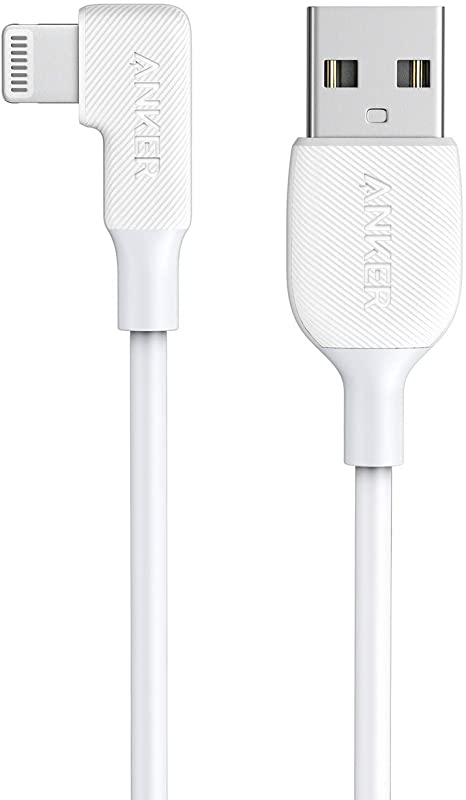 Anker USB-A to 90 Degree Lightning Cable (6 ft), MFi Certified, Compatible for iPhone SE / 11 Pro/X/XS/XR / 8 Plus/AirPods Pro, iPad 8, iPod Touch, and More(White)