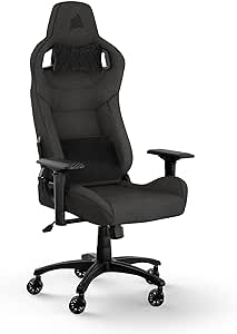 CORSAIR T3 Rush Fabric Gaming Chair (2023) – Racing-Inspired Design – Soft Fabric Exterior – Padded Neck Cushion – Memory Foam Lumbar Support – Adjustable Seat Height – Charcoal