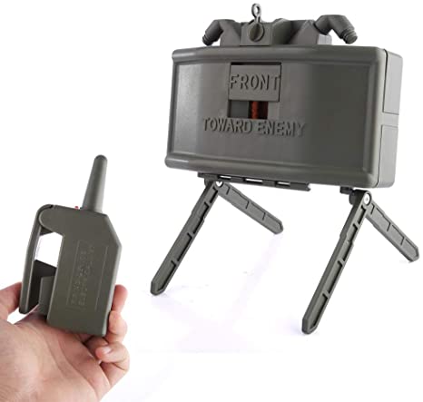 Skywin Toy Claymore Mine for Nerf War and Airsoft - Trip Wire and Remote Detonating Plastic Claymore Filled with Your Ammo
