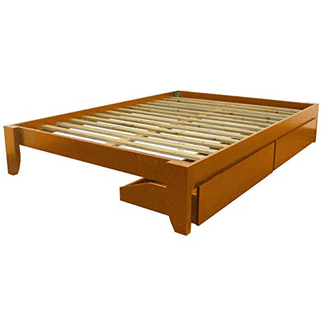 Epic Furnishings Scandinavia Queen-Size Solid Bamboo Wood Platform Bed Medium Oak Frame Finish Oak Finish, Lacquer