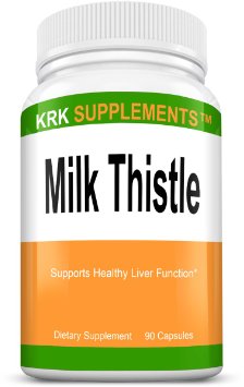 1 Bottle Milk Thistle Extract (Silybum Marianum) (Seed) (Standardized to Contain 80% Silymarin) 175mg 90 Capsules KRK Supplements
