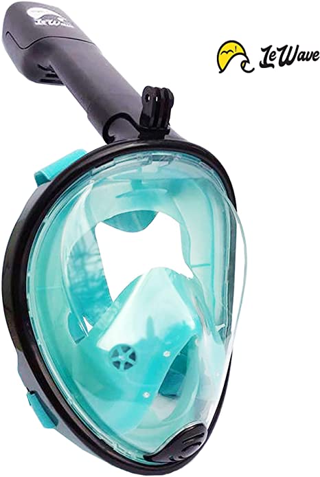 LeWave Snorkel Mask Full Face – Snorkeling Set Anti-Fog & Anti-Leak Diving Mask – 180° Panoramic View, Camera Mount – Scuba with Underwater Valve Lock – for Kids, Youth & Adults, Men & Women