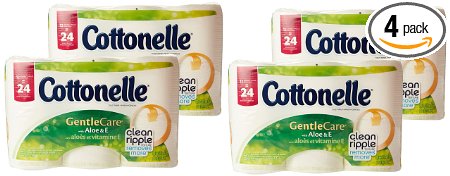 Cottonelle Gentle Care Toilet Paper with Aloe and E, Double Roll, 12 Count (Pack of 4)